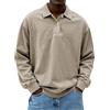 VEMOW Camicia Polo Uomo a Maniche Lunghe - in Cotone Lavato Distrutto, T-Shirt a Bottoni Casual Estate, Solida Tee Top