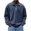 VEMOW Camicia Polo Uomo a Maniche Lunghe - in Cotone Lavato Distrutto, T-Shirt a Bottoni Casual Estate, Solida Tee Top