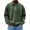 VEMOW Camicia Polo Uomo a Maniche Lunghe - in Cotone Lavato Distrutto, T-Shirt a Bottoni Casual Estate, Solida Tee Top