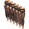 Bencailor 6 paia di collant a rete da donna senza piedi a vita alta bretelle collant giarrettiera cintura coscia calze alte per donne e ragazze (stripe)