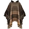 JFAN Poncho Donna Invernale con Cappuccio Mantella Scialle Elegante con Frange Poncho Mantelle Fatti a Maglia Donna