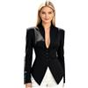 XUNZOO Adulti Tailleur Eleganti Giacketta Abito Gilet Blazer Nero Giaccette | Giacca Elegante Una Festa Serale,Bordo Asimmetrico Appuntito Del Blazer,Ufficio Donne,Party,Prima Comunione,Di Lavoro