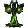 Generico Costume Halloween Donna Vestito Scheletro da Donna, Abito Maxi in Tulle con Fiori di Rosa, Gotico per Festa E Dia De Los Muertos