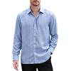 Aunribor Camicia Uomo Manica Lunga Camicie con Collo Botton-Down a Righe | Colletto Strutturato,Bottoni a Contrasto,Stampa a Caldo con Strisce Metalliche Dorate,Regular Fit,Casual,Quotidiano,Affari