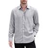 Aunribor Camicia Uomo Manica Lunga Camicie con Collo Botton-Down a Righe | Colletto Strutturato,Bottoni a Contrasto,Stampa a Caldo con Strisce Metalliche Dorate,Regular Fit,Casual,Quotidiano,Affari