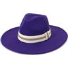 Generic Lanshui Accessori, 9,5 cm Big Brim Inverno Lana Felted Cappelli Bianco Marrone Cintura Panama Chiesa Matrimonio Fedora Cappelli