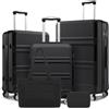 KONO Set di 5 Valigie Trolley 55/65/75cm e Borsa Shopper, Nero | Rigida e Leggera Valigia in ABS+PC da Stiva, Serratura TSA, 4 Ruote 360° Silenziose, Borsa Shopper Elegante e Borsa Trucco