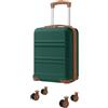 KONO Ryanair 40x30x20 Trolley Bagaglio a Mano Rigida Valigia, Verde/Marrone | Leggero Trolley da Cabina in ABS+PC, 4 Ruote Girevoli a 360° Silenziose, Resistente ai graffi, ideale per viaggi brevi