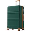 KONO Valigia Grande 32kg da Stiva 85cm Extra Large Valigia, Verde/Marrone | Leggero e Rigido Trolley da Cabina in ABS+PC con Lucchetto TSA, 4 Ruote Girevoli a 360° Silenziose, Resistente ai Graffi