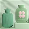 Herfair Borsa dell'acqua calda con rivestimento, riutilizzabile, per bambini, carina quadrifoglio, borsa dell'acqua calda, piccola idea regalo invernale per donne (verde, 1000 ml)