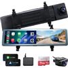 Liwogi Dash Cam Specchietto 12 4K Dual Lens Anteriore e Posteriore | Dashcam Retrovisore Telecamera con Comando Vocale GPS Sensore G Visione Notturna Ausilio Alla Retromarcia, Scheda da 128 GB