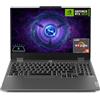 Lenovo LOQ Computer portatile da gioco, GeForce RTX 4050, processore AMD | Display FHD da 39,6 cm, 144 Hz, DDR5 da 16 GB, SSD da 512 GB, Wi-Fi 6, Ethernet, USB-C, HDMI, tastiera retroilluminata