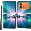 PHINIENLAND Cover per Honor 600 / 600 Pro custodia portafoglio Aurora | 3 scomparti carte, 1 tasca banconote, Chiusura magnetica, Supporto, Pelle PU flip cover per Honor 600