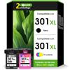 YesInk 301XL Cartucce d'inchiostro di ricambio nero e colore Pack | per Cartuccia HP 301 per Inchiostro HP 301 XL per Envy 4500 4502 5530 DeskJet 1000 1050 2050 2510 OfficeJet 2620 4630 4632