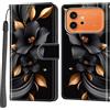 PHINIENLAND Cover per Honor 600 / 600 Pro custodia portafoglio Fiori | 3 scomparti carte, 1 tasca banconote, Chiusura magnetica, Supporto, Pelle PU flip cover per Honor 600