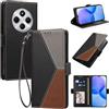 Generico DayQiQiPu Custodia per Xiaomi Redmi 14C 4G (6,88 Pollici) Cover in Pelle PU con Colori Dopamina Custodia a Portafoglio Ribaltabile Antiurto Caso con Cinturino da Polso, Nero