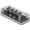 DeLOCK - Hub Esterno USB 3.0 con 4 Porte, Trasparente