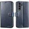 LENSUN Cover in Pelle Vera per Samsung Galaxy A56- Blu | Cover in Vera Pelle [Porta Carte][RFID Blocking] Protezione Completa Flip Custodie Cuoio