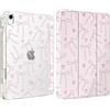 MoKo Cover per iPad (A16) 11a Generazione 11 Pollici, iPad 10a Gen 10,9 in | Custodia per iPad 11/10,9 2025/2022 con Portapenna, Cover Trifold Leggera con Retro PC trasparente,RosaCuore Strisce Fiocchi