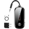 Cweopo Adattatore Bluetooth 5.4 per aereo, trasmettitore Bluetooth 2 in 1, ricevitore con jack AUX da 3,5 mm RCA per 2 Air Pods, ricevitore trasmettitore HiFi Blue Tooth con doppio adattatore AUX da 3,5 mm