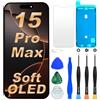Digi4U Display OLED morbido di ricambio per iPhone 15 Pro Max, schermo da | 120 Hz FHD COP, True Tone, design sottile e leggero, funzione touch fluida e dissipazione del calore ottimizzata