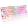 KUIYN Tastiera da gioco RGB cablata al 60%, 61 tasti portatile con 11 luce RGB cromatica, copritasti flottante in ABS, tasti anti-ghosting completi, sensazione meccanica USB per PC Windows rosa bianco
