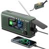 PAZEAU Radio di emergenza DAB+/FM con manovella, ricarica solare e USB, Bluetooth 5.3, radio a manovella con batteria, power bank, allarme SOS, lampada da lettura, sveglia, scheda TF per esterni