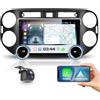VECHTEL 4G+64G 10.1 Autoradio 2 Din per VW Tiguan 2010-2016 con Doppie manopole touchscreen HD IPSCarPlay wireless Android Auto GPS Wi-Fi Bluetooth 5.0 FM/AM/RDS Radio Telecamera posteriore