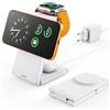 GEEKERA Stazione di ricarica 3 in 1 per Apple, pieghevole Mag Safe per Apple Watch e iPhone, caricabatterie induttivo compatibile con iPhone Air/17/16/15/14/13/12, Apple Watch 11-2, AirPods