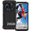 DOOGEENEXT Fire 6 Power Rugged Smartphone 4G, 20GB+256GB/2TB TF Telefono Robusto Android 14, 50MP+8MP, 15500mAh Batteria, 6,56 HD+ Cellulari Resistente IP68/ip69k, Dual SIM,,NFC,FM,OTG,GPS, 3 Card Slot, Nero