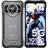 DOOGEE S200 Telephone Portable Incassable 5G Android 14, 32GB+256GB/TF 2TB Smartphone Incassable, 10100 mAh 33W, 6,72 FHD+ 120 Hz, Écran arrière de 1,32, 100MP+20MP+20MP, WiFi6/NFC/GPS