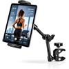 EEEKit Supporto per tablet tapis roulant: supporto universale per iPad | Rotazione a 360° - Supporto stabile per tablet da 11,9 - 33 cm - vivavoce per cyclette, sedia a rotelle/supporto microfono