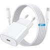Gqohrt Caricatore USB C, 25 W PD 3.0, adattatore di ricarica per iPhone 17/16/15 | Caricatore rapido con cavo da 2 m, cavo di ricarica USB C, per iPhone 17, 16, 16e, 15/17, 16, 15 Pro/17, 16, 15 Pro Max/Plus