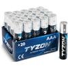 TYZON Batterie alcaline AAA 1,5 V, confezione da 20 | 20 batterie AAA da 1,5 V per telecomandi, torce, giocattoli, orologi e altri dispositivi compatibili