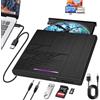 NOLYTH Lettore CD esterno per laptop, masterizzatore DVD USB portatile per | Lettore CD/DVD ottico USB 3.0 USB C con porta audio/SD/TF/1 da 3,5 mm, lettore di dischi per PC, Mac, Linux, Windows Desktop