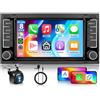 Hodozzy Autoradio 6G + 128G 8-Core per VW Touareg Transporter T5 Multivan, Android Stereo 7 pollici Touch Screen con Carplay Wireless Android Auto, Bluetooth GPS WiFi DSP FM / RDS, fotocamera Canbus