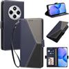 Generico DayQiQiPu Custodia per Xiaomi Redmi 14C 4G (6,88 Pollici) Cover in Pelle PU con Colori Dopamina Custodia a Portafoglio Ribaltabile Antiurto Caso con Cinturino da Polso, Blu scuro