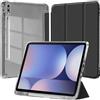 EspZanthic Custodia per Samsung Galaxy Tab S10+ 2024/Tab S9 FE+/S9+ 2023 12,4 Pollici con S Pen Holder, Chiaro Trasparente Retro Conchiglia Sottile Antiurto Tablet Cover, Auto Sveglia/Sonno, Nero