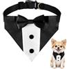 Pwsap Collare Cane con Papillon Smoking, Bandana Regolabile Bianco e Nero | Formale Bandana per Cani Piccoli Medi Grandi,Accessorio Costume Carino per Matrimonio Compleanno Festa,Adatto al Collo 13-20
