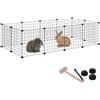 Baroni Home Recinto Modulare per Animali Domestici, Box Componibile in Metallo con 12 Pannelli, Recinzione per Cani di Piccola Taglia, Conigli, Criceti e Gatti, Facile da Montare con Martelletto