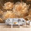Générique Carta da parati con peonia dorata, 150 x 105 cm, carta da parati fotografica per camera da letto, soggiorno, 3D 3D moderna floreale