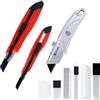 CCLIFE Set 3 Coltelli Universali con 30 Lame di Ricambio 9 mm e 18 mm | 3 coltelli | 9 mm e 18 mm | 30 lame SK5 e acciaio al carbonio | corpo in alluminio | impugnatura PP | antiscivolo