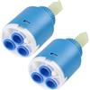 Tuwonwa 2 cartucce in ceramica, 35 mm, cartuccia in ceramica per miscelatore monocomando, rubinetto di ricambio per rubinetto della cucina e rubinetto del lavabo, con filtro di precisione per un controllo