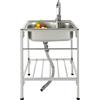CLKAX Lavello autoportante in acciaio inox, 1 vasca, per esterni, in acciaio inox 304, con rubinetto caldo/freddo, filtro e tubo di ingresso, 60 x 45 x 75 cm, portata 60 kg, per cucina, ristorante, giardino