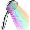 Generico Soffione Doccia, Doccetta LED per Cromoterapia RGB, con 4 LED Ultra Luminosi, 7 Colori Alternati, Cromato Lucido, Attacco Universale