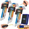 EFFEKTWERK - Set Chiavi Allen e Torx da 27 pzi - Codice Colore Imperiale (1/16-3/8), Metrico (1.5-10mm), Stella (T10 - T50) con Impugnatura a Torsione - Chiavi Esagonali a Testa Sferica