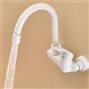 ZPSPZ Miscelatore Cucina a Muro Bianco Acqua Fredda e Calda Impugnatura Singola Ruota 2 Modalità-Bianco