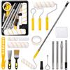 Kezert 20 Pezzi Rulli per Pittura Set, Asta Telescopica 1,5 m, 23 e 11 cm | Kit Imbianchino con Rulli da 23 e 11 cm, Vaschetta, Pennello e Accessori per Pareti, Soffitti e Fai da Te
