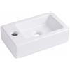 Relaxdays Lavabo squadrato, HLP: 10 x 37 x 18 cm, foro rubinetto, bianco | senza troppopieno, ceramica, sospeso