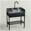 Leaceuv Lavello da Esterno in Acciaio Inox Autoportante con Paraspruzzi su 3 Lati, Mobile Lavandino Monovasca, Lavabo Lavanderia, con Rubinetto Acqua Calda per Giardino, Garage(80 x 45 x 92cm)